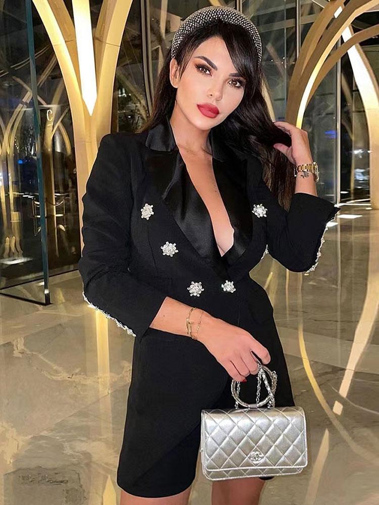 Pants Women's Long Blazer Dress 2022 New Black Slim Fit Blazer Lapel Diamond Double Breasted Satin Shawl Collar Women Office OL Blazer
Pants Women's Long Blazer Dress 2022 New Black Slim Fit Blazer Lapel Diamond Double Breasted Satin Shawl Collar Women Office OL Blazer