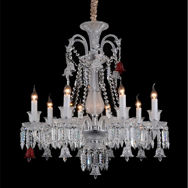 European Crystal Chandelier Living Room Dining Room Bedroom Villa Staircase Lamps White Candle Study Light Transparent Luminaire