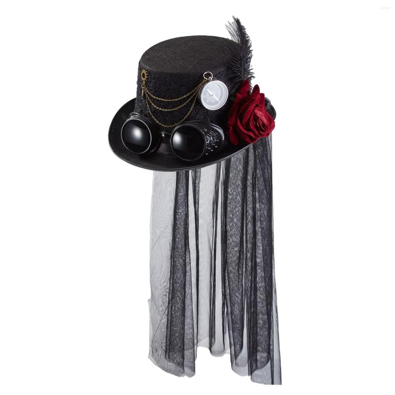 Berets Lace Veil Steampunk Top Hat Gothic Vintage Head Gear Headband Flower Feather Decorative Costume Accessories Fedoras For Supplies, Black
Berets Lace Veil Steampunk Top Hat Gothic Vintage Head Gear Headband Flower Feather Decorative Costume Accessories Fedoras For Supplies, Black