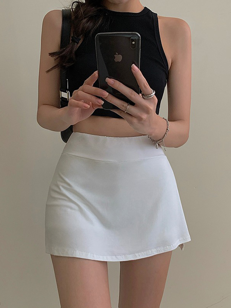 Skirts 2023 Tennis Y2K Women High Waist Sexy Girl Tight Bag Hip Short Summer Sports Culottes Mini split 230420