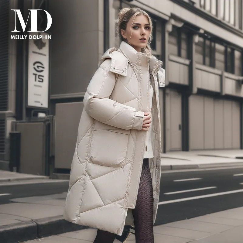 Women's Down Parkas MEILLY DOLPHIN 2023 Snow Wear Winter Coat for Women Down Jacket Warm Casual Loose Hooded Winter Women Jacket Long Parkas 2311