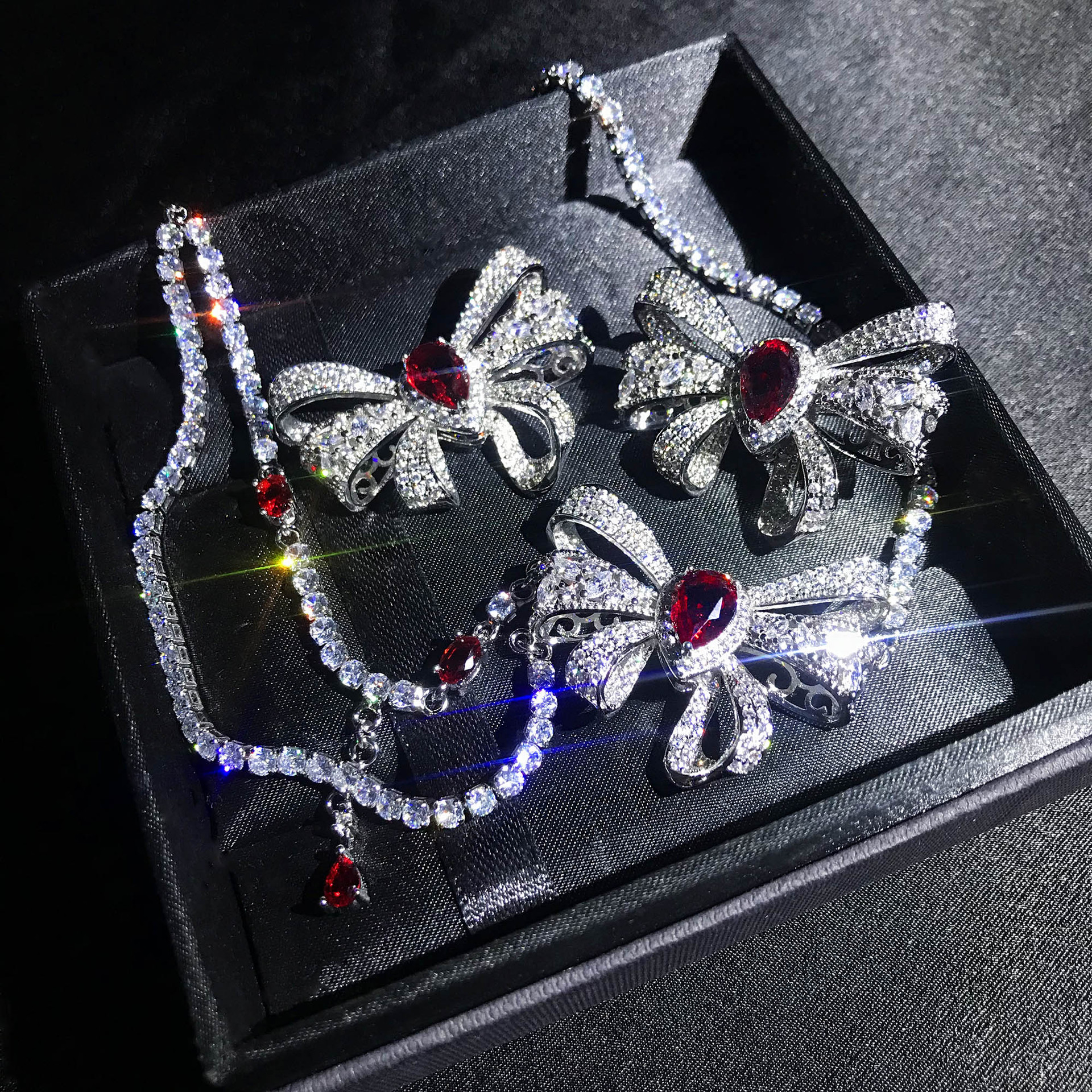 Bowknot Lab Diamond Chocker Necklace 925 Sterling Silver Party Wedding Pendants Necklace For Women Trendy Engagement Jewelry