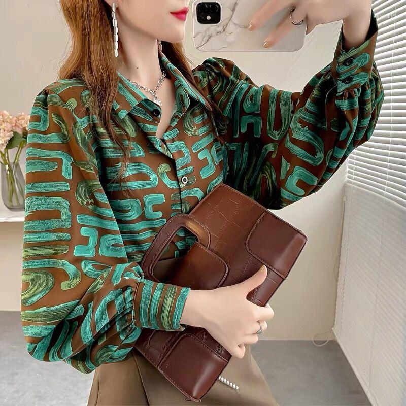Women's Blouses Office Lady Printed Blouse Spring Autumn Korean Loose Fashion Single-breasted Casual Turn-down Collar Long Sleeve Spliced
Women's Blouses Office Lady Printed Blouse Spring Autumn Korean Loose Fashion Single-breasted Casual Turn-down Collar Long Sleeve Spliced