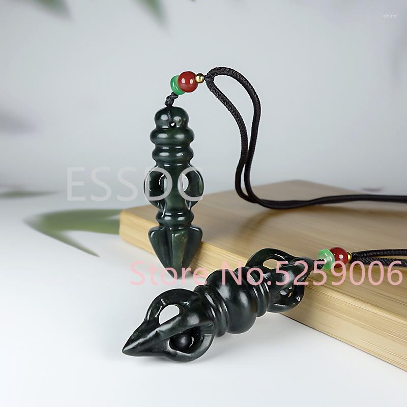 Pendant Necklaces Natural Real HeTian Green Jade Necklace Handcarved Vajry Pestle Buddhism Pendants For Men Women Jewelry
Pendant Necklaces Natural Real HeTian Green Jade Necklace Handcarved Vajry Pestle Buddhism Pendants For Men Women Jewelry