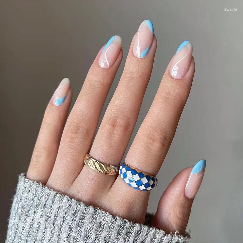 False Nails 24PCS Long Press On Sweet Style Fake Removable Wearable Blue Graffiti Deor Artificial Salon DIY Art, Jelly glue model
False Nails 24PCS Long Press On Sweet Style Fake Removable Wearable Blue Graffiti Deor Artificial Salon DIY Art, Jelly glue model