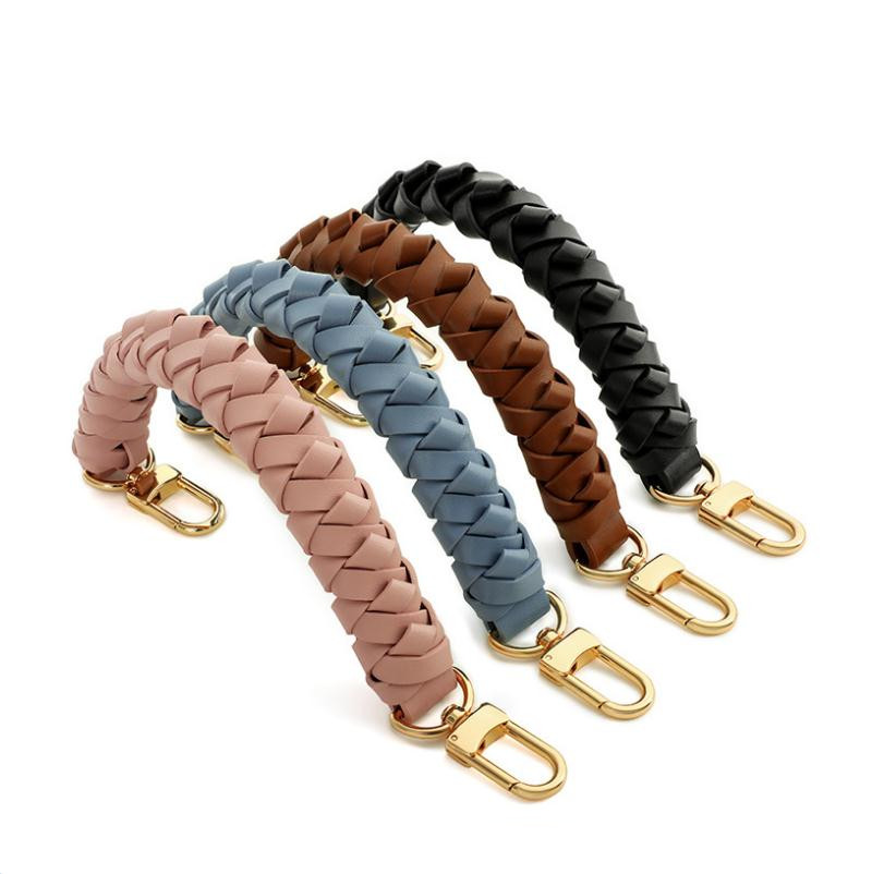 Solid Color Leather Braided Handle Bag Parts For Designer Women Handbag Lady Ne0n0e Bucket Bag Hand Carry Twist Strap Replacement