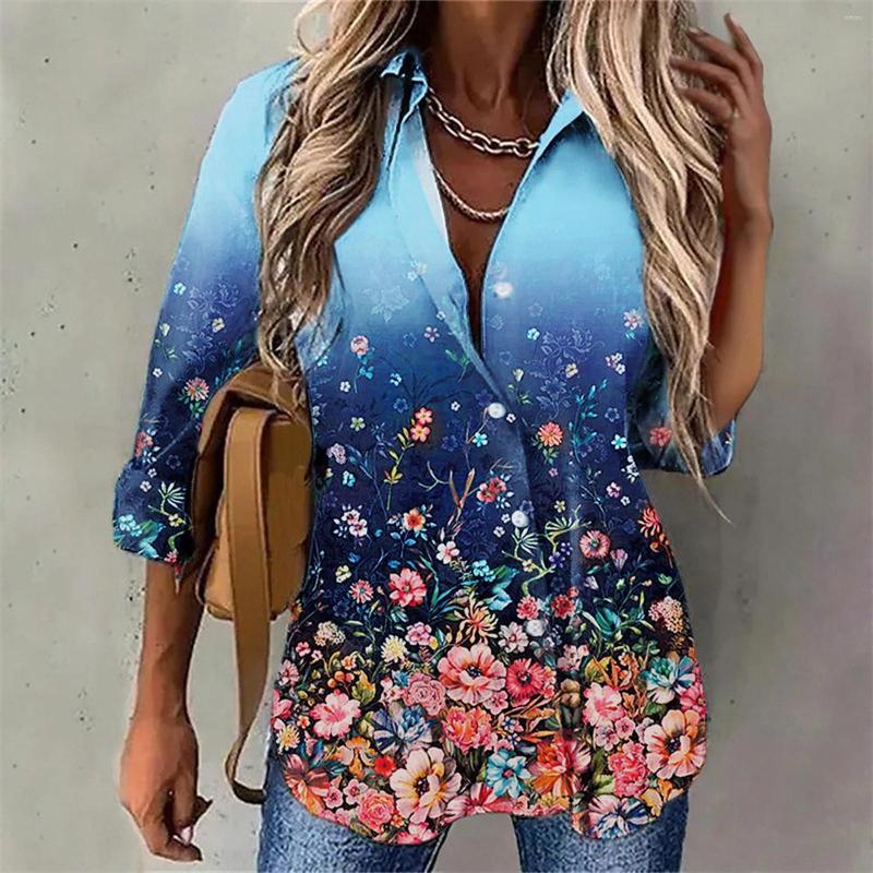 Women' Blouses Hawaii Shirts Women Floral Print Shorts Sleeve Blouse Boho Beach Gradient Button-Down Camisas Blusas Ladies Office Pullover, Blue
Women' Blouses Hawaii Shirts Women Floral Print Shorts Sleeve Blouse Boho Beach Gradient Button-Down Camisas Blusas Ladies Office Pullover, Blue