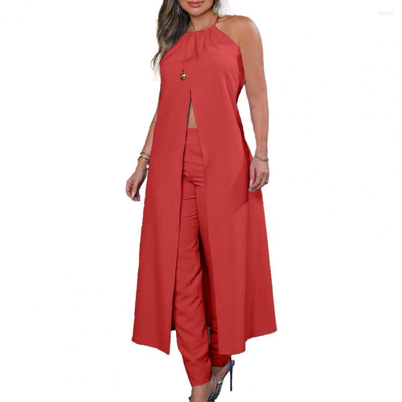 Women' Two Piece Pants 2pcs/Set Women Outfit Halter Top Set Elegant Solid Color Suits, Black
Women' Two Piece Pants 2pcs/Set Women Outfit Halter Top Set Elegant Solid Color Suits, Black