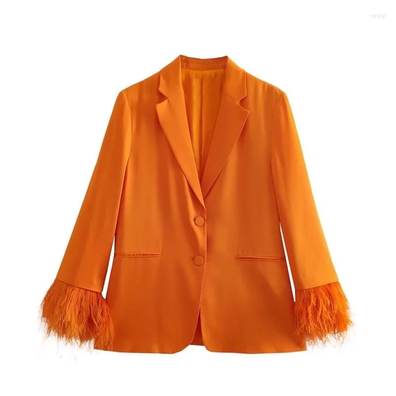 Women's Suits Fashion Casual Solid Color Feather Long Sleeve Texture Suit Jacket, Orange
Women's Suits Fashion Casual Solid Color Feather Long Sleeve Texture Suit Jacket, Orange