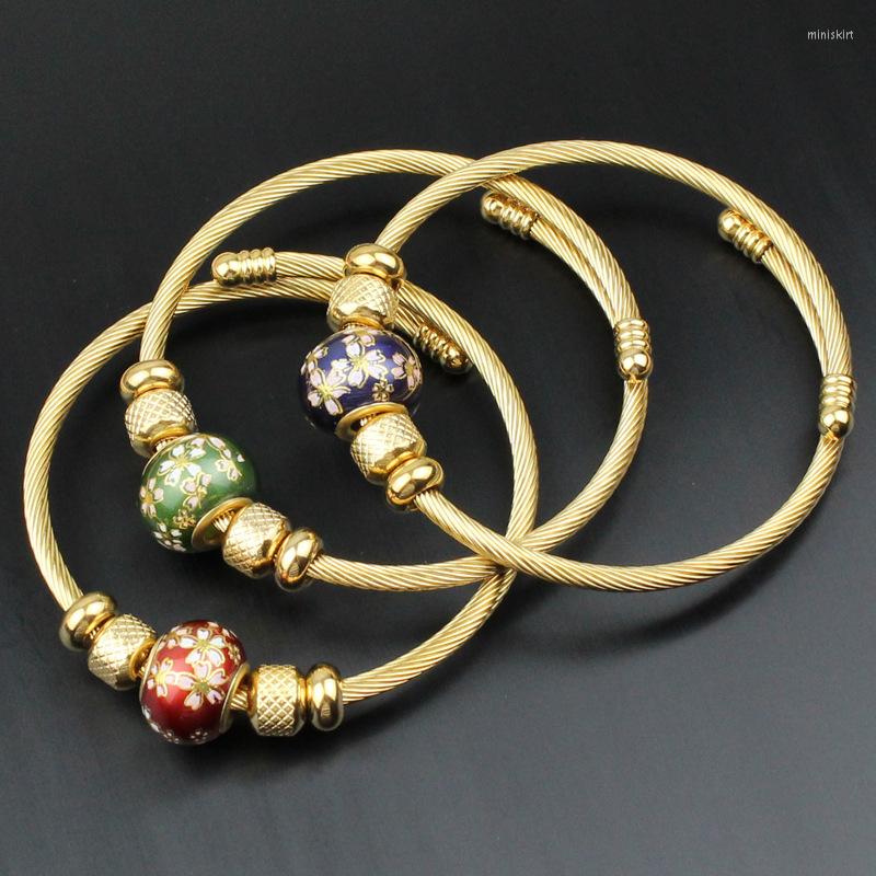 Bangle Set With Colored Glaze Design Ladies Golden Bangles & Bracelets Retro Ethnic Style Party Stainless Steel Bracelet Wedding Hand
Bangle Set With Colored Glaze Design Ladies Golden Bangles & Bracelets Retro Ethnic Style Party Stainless Steel Bracelet Wedding Hand