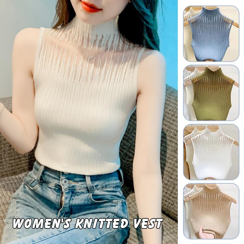 Women's Tanks Women Chic Tube Tops Summer Hollow Out Gauze Tank Top Turtleneck Elegant Sleeveless Design Slim Camis Knitting Camisole
Women's Tanks Women Chic Tube Tops Summer Hollow Out Gauze Tank Top Turtleneck Elegant Sleeveless Design Slim Camis Knitting Camisole
