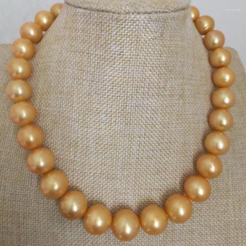 Chains Huge 13-15mm Freshwater Round Gold Pearl Necklace 18inch 925silver 
Chains Huge 13-15mm Freshwater Round Gold Pearl Necklace 18inch 925silver