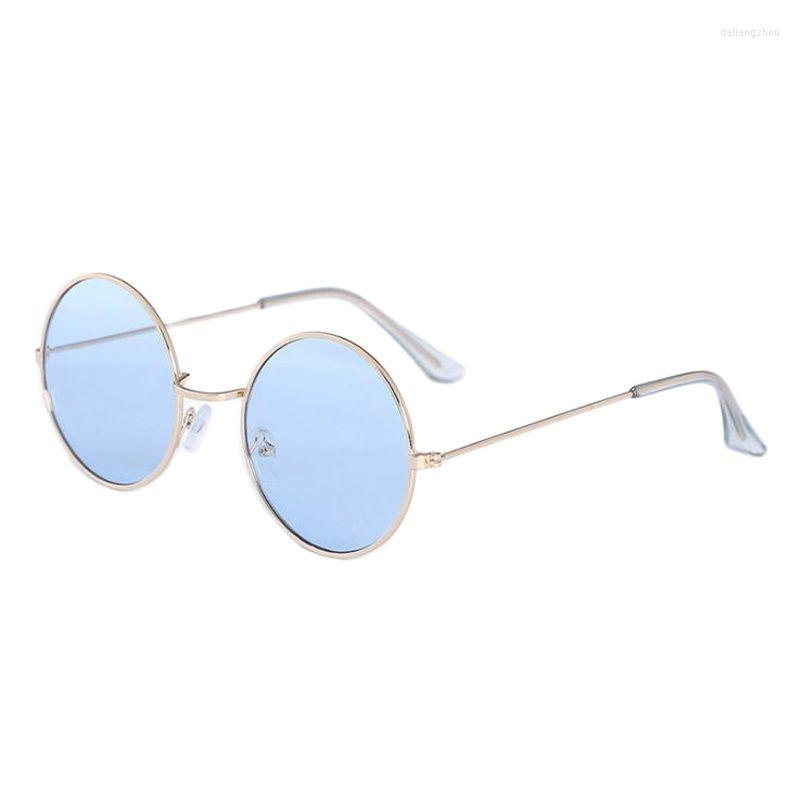 Sunglasses Women Metal Lennon Round Frame Circle Tinted Lens