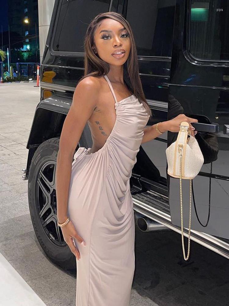 Casual Dresses Sexy Strapless Halter Backless Maxi Dress Pleated Drawstring Sleeveless Pack Buttock Vestido Solid Bodycon Skinny Sundresses, Grey
Casual Dresses Sexy Strapless Halter Backless Maxi Dress Pleated Drawstring Sleeveless Pack Buttock Vestido Solid Bodycon Skinny Sundresses, Grey