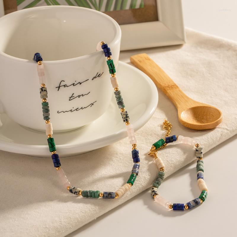 Choker Minar Multicolor Lapis Lazuli Natural Stone Strand Beaded Necklaces Women Waterproof Titanium Steel
Choker Minar Multicolor Lapis Lazuli Natural Stone Strand Beaded Necklaces Women Waterproof Titanium Steel