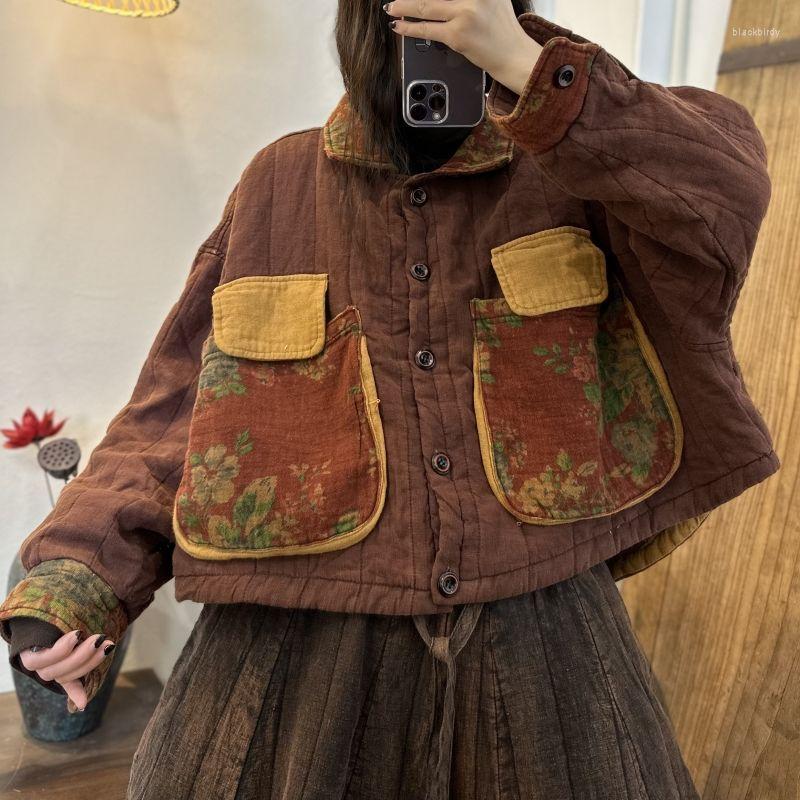 Women's Trench Coats Winter Thickening Vintage Collision Color Stitching Printed Pockets Long Sleeve Padded Cotton Casual Female Parkas, Black
Women's Trench Coats Winter Thickening Vintage Collision Color Stitching Printed Pockets Long Sleeve Padded Cotton Casual Female Parkas, Black
