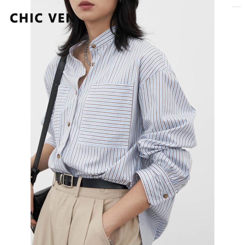 Women' Blouses CHIC VEN Women' Shirts Casual Stripe Stand Collar Long Sleeved Woman Shirt Female Office Lady Spring Autumn 2023, Blue
Women' Blouses CHIC VEN Women' Shirts Casual Stripe Stand Collar Long Sleeved Woman Shirt Female Office Lady Spring Autumn 2023, Blue