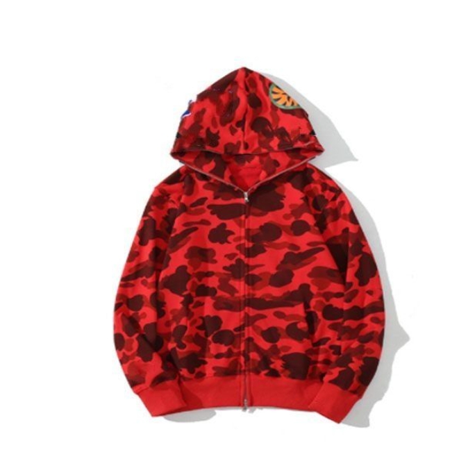 AAA Quality Men's and Women's Shark Hoodie Camo Star Sky Double Hat Cotton Embroidery Cartoon Print Zip ape Hoodie