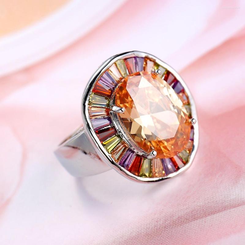 Cluster Rings Statement Bridal Big Round Colorful CZ Finger 925 Sterling Silver Champagne Cubic Zircon Jewelry For Women Party Gift
Cluster Rings Statement Bridal Big Round Colorful CZ Finger 925 Sterling Silver Champagne Cubic Zircon Jewelry For Women Party Gift