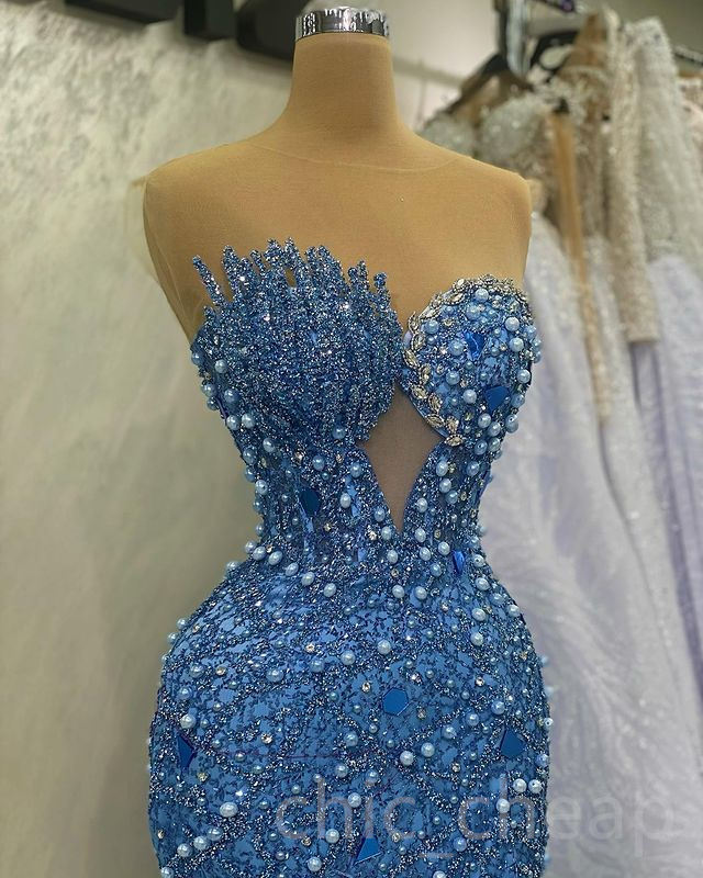 2024 Aso Ebi Mermaid Crystals Prom Dress Sequined Lace Luxurious Evening Formal Party Second Reception Birthday Engagement Gowns Dresses Robe De Soire