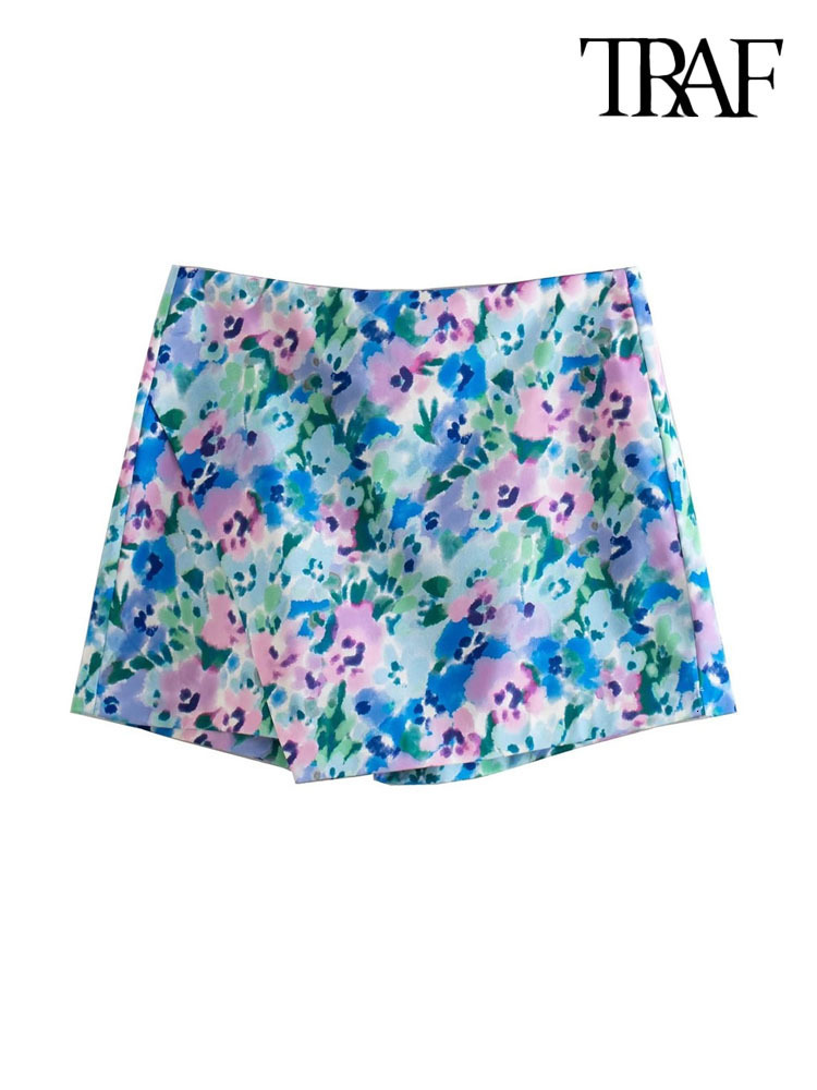 Women' Shorts TRAF Women Fashion Floral Print Skirts Vintage High Waist Back Zipper Female Skort Mujer 230419, Blue
Women' Shorts TRAF Women Fashion Floral Print Skirts Vintage High Waist Back Zipper Female Skort Mujer 230419, Blue