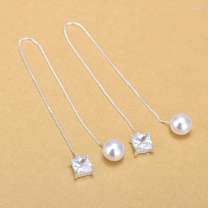 Dangle Earrings Long Style Simulated Pearl Tassel Ear Line Jewelry Silver Color Cubic Zircon Engagement
Dangle Earrings Long Style Simulated Pearl Tassel Ear Line Jewelry Silver Color Cubic Zircon Engagement