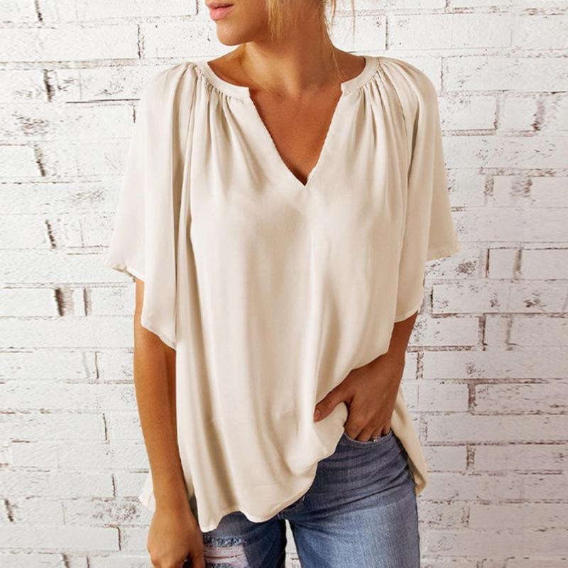 Women' Blouses 2023 Summer Women Blouse Pleats V Neck Elegant Chiffon Folds Female Top, White
Women' Blouses 2023 Summer Women Blouse Pleats V Neck Elegant Chiffon Folds Female Top, White