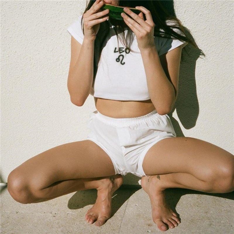 Womens TShirt Y2K Baby Tshirt Slim Zodiac Sign Fitted Cropped Ribbed crop top Cute Kawaii Tee Sexy Cap Sleeve Summer fairy grunge 230420