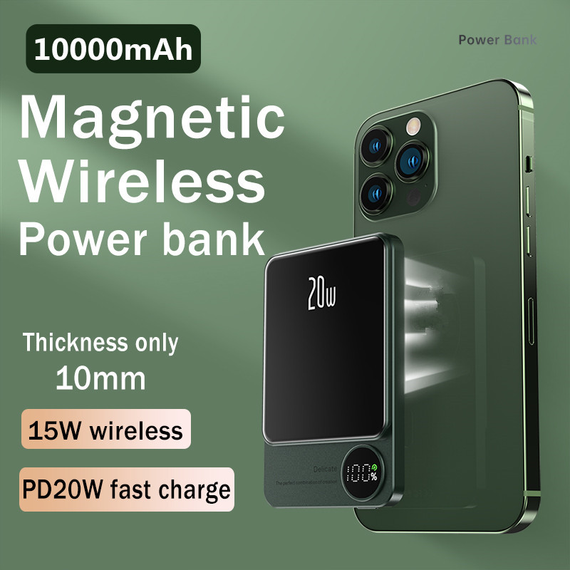 10000mAh Macsafe battery bank Magnetic Power bank Wireless Charger For iphone 14 13Pro 12ProMax External Auxiliary Battery Pack