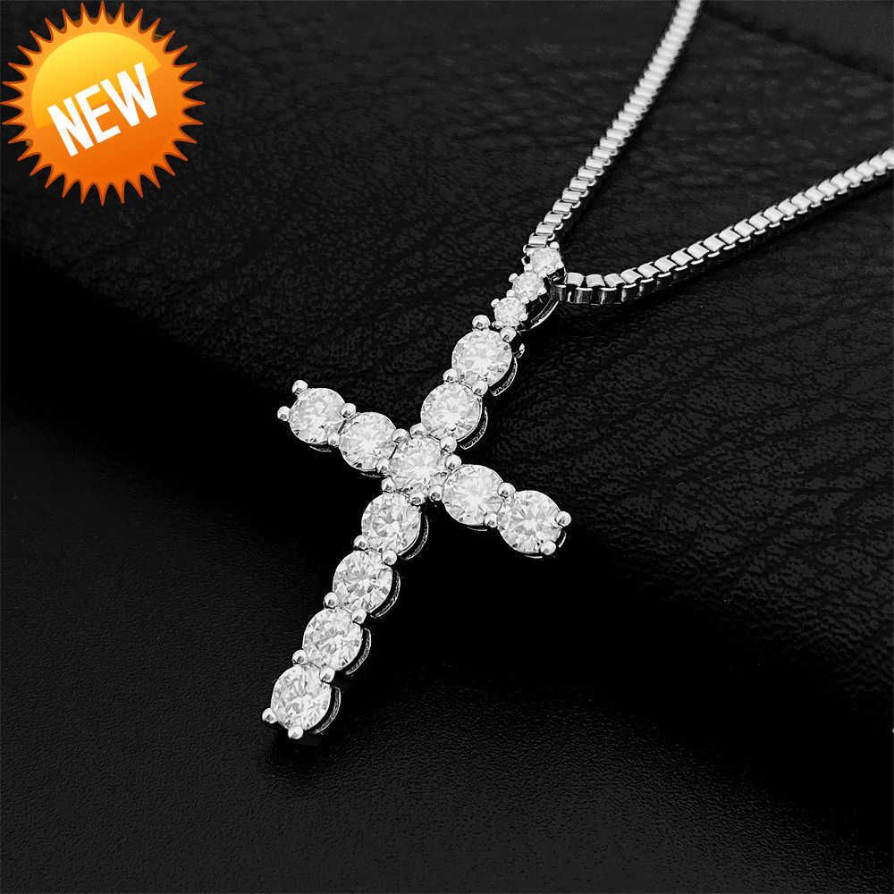 Hip hop 925 silver inlaid 4mm Mohsen Cross Pendant Necklace Jewelry can pass through a single stone chain
Hip hop 925 silver inlaid 4mm Mohsen Cross Pendant Necklace Jewelry can pass through a single stone chain