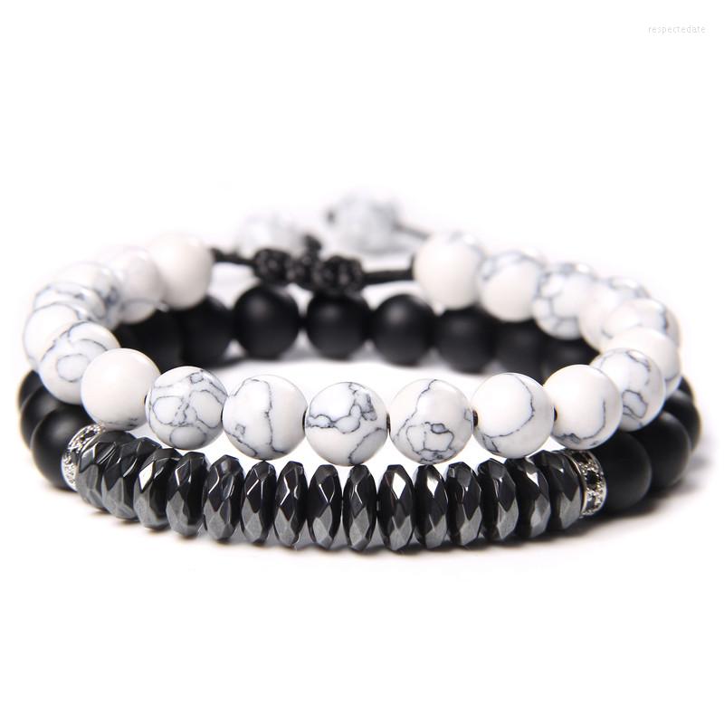 Strand 2pcs/set Fashion Hematite Stone Beads Elastic Bracelet Howlite Beaded Braided Charm For Women Men Couple Energy Jewelry
Strand 2pcs/set Fashion Hematite Stone Beads Elastic Bracelet Howlite Beaded Braided Charm For Women Men Couple Energy Jewelry