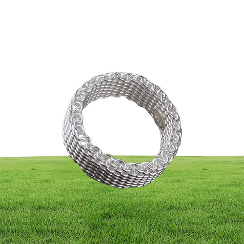New European and American Ring Fashion Silver Plated Mesh Weaving Silver Jewelry Whole
