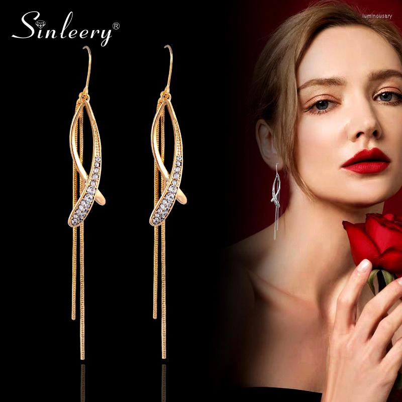 Dangle Earrings SINLEERY Long Tassel Drop Yellow Gold Silver Color Inlay Cubic Zirconia For Women Jewelry ES829 SSB
Dangle Earrings SINLEERY Long Tassel Drop Yellow Gold Silver Color Inlay Cubic Zirconia For Women Jewelry ES829 SSB