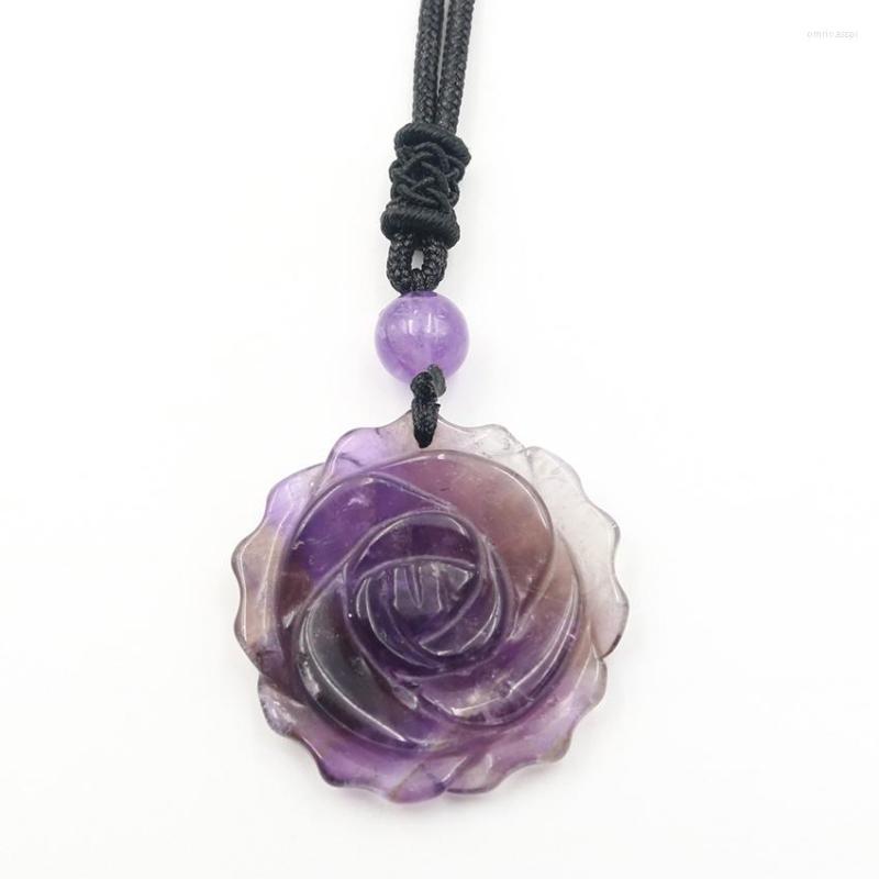 Pendant Necklaces XSM Natural Stone Amethys Pink Quartz Crystal Hand Carved Rose Flower For Women Man Valentine's Day Gift
Pendant Necklaces XSM Natural Stone Amethys Pink Quartz Crystal Hand Carved Rose Flower For Women Man Valentine's Day Gift