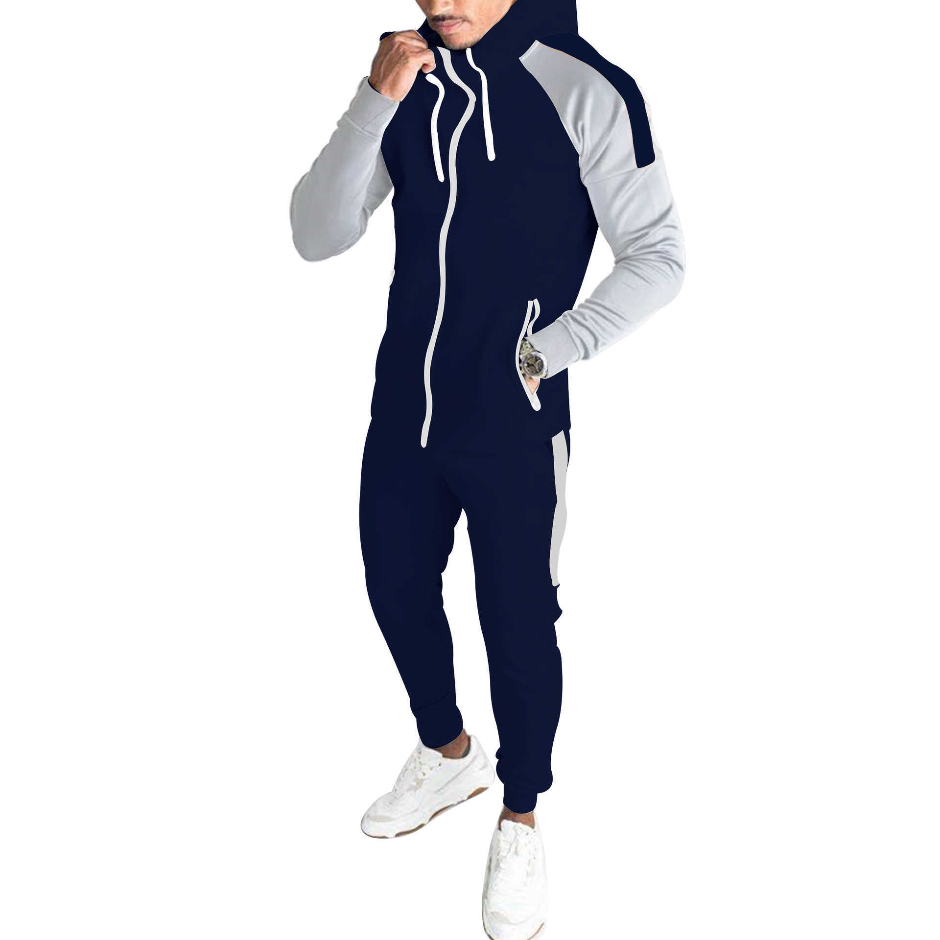 Men's casual new slim fashion hip hop Hoodie solid color sweater sports suit, Navy
Men's casual new slim fashion hip hop Hoodie solid color sweater sports suit, Navy