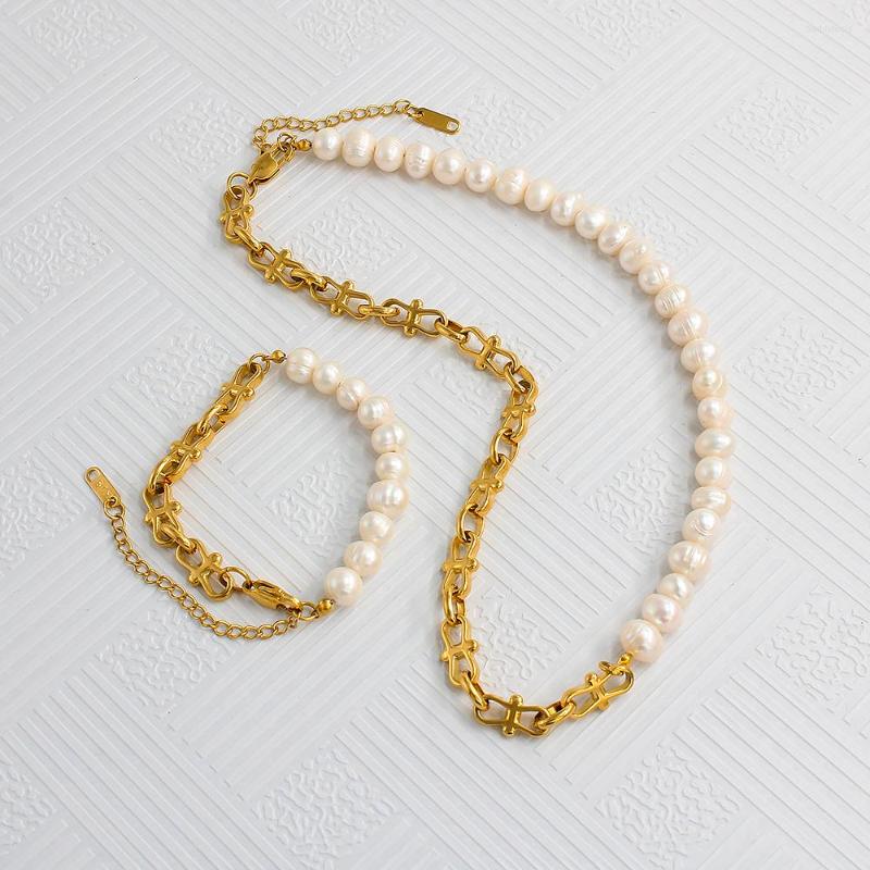 Chains Waterproof Stainless Steel Necklaces Bracelet For Women Simple Freshwater Pearl Choker Handmade Bead Chain Fashion Jewelry
Chains Waterproof Stainless Steel Necklaces Bracelet For Women Simple Freshwater Pearl Choker Handmade Bead Chain Fashion Jewelry
