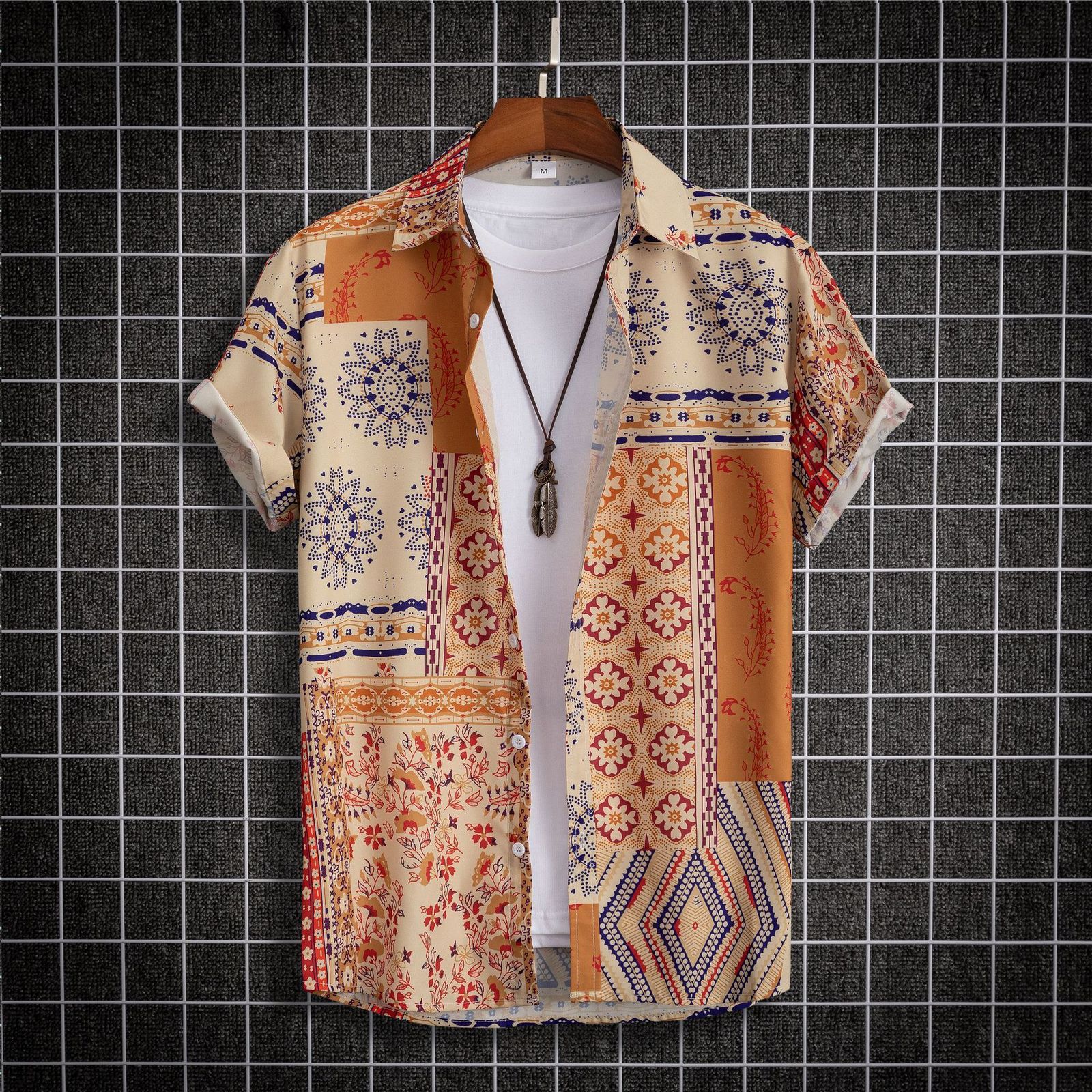 Men's Casual Shirts 2023 Hawaiian Shirt Men Fashion Flower Geometric Printed Blouse Singlebreasted Beach Short SleeveTops Holiday Clothing 230420