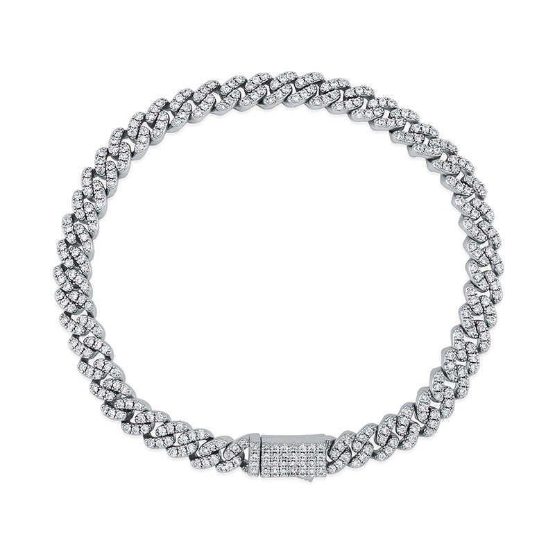 6mm Hip Hop Cuban Link Chain Bracelet Bangle Spring Buckle Curb Chains Bracelets Mens Iced Out Wristband Jewelry Miami Bijoux Full CZ Stone Accessorie