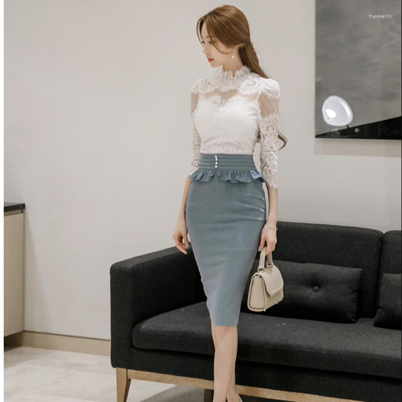 Work Dresses Women' Stand Neck Lace Top And High Waist Skirt Suit Summer Office OL Slim Two Piece Set, Picture shown
Work Dresses Women' Stand Neck Lace Top And High Waist Skirt Suit Summer Office OL Slim Two Piece Set, Picture shown
