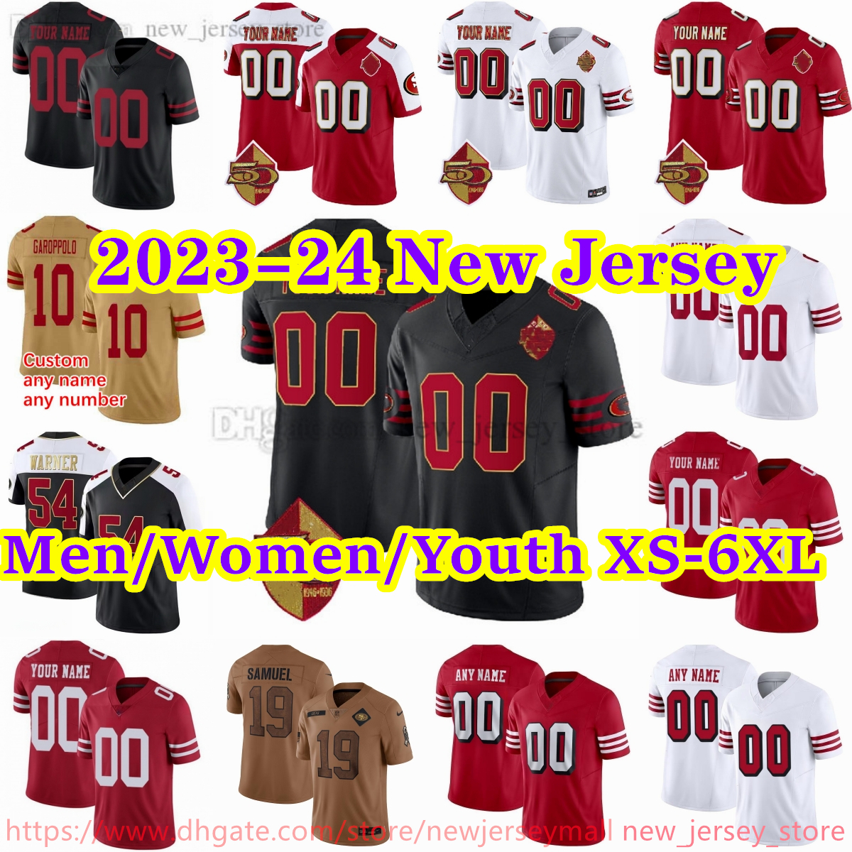 Custom S-6XL Football 23 Christian McCaffrey Jersey Stitch Elijah Mitchell Javon Kinlaw Talanoa Hufanga Trey Lance Jimmy Garoppolo Joe Montana Jerry Rice Jerseys