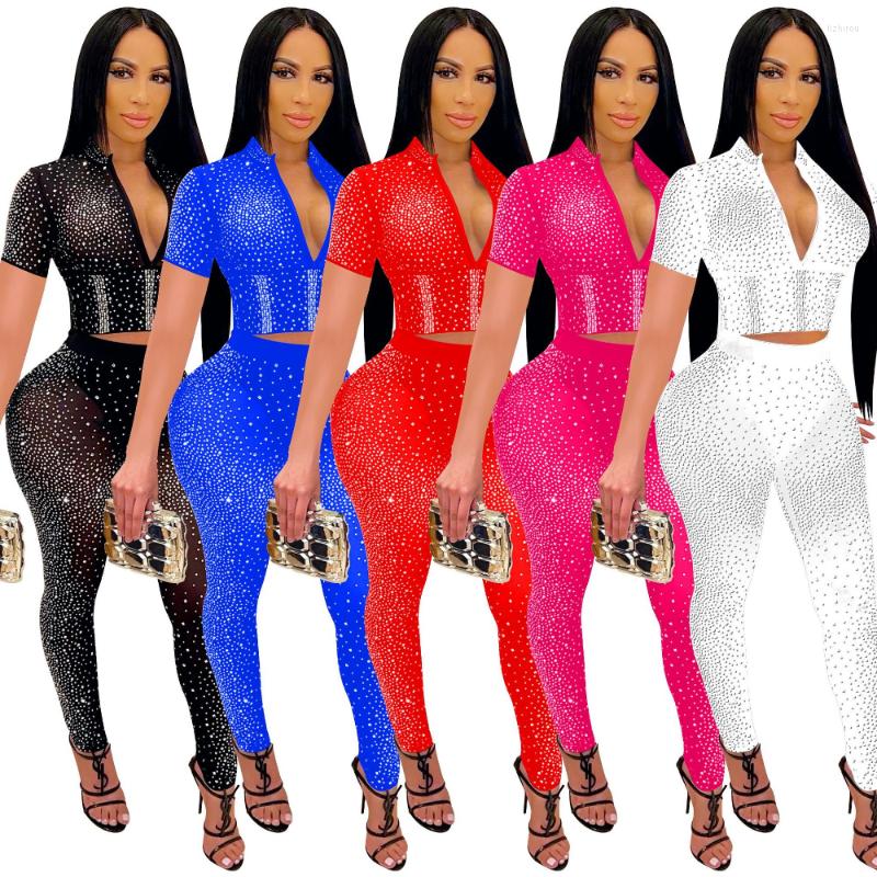 Women's Two Piece Pants Mesh Rhinestone 2 Club Outfits Sexy Zipper V Neck Short Sleeve Corset Crop Top And Long Skinny Birthday Party Wear, Black-shorts
Women's Two Piece Pants Mesh Rhinestone 2 Club Outfits Sexy Zipper V Neck Short Sleeve Corset Crop Top And Long Skinny Birthday Party Wear, Black-shorts