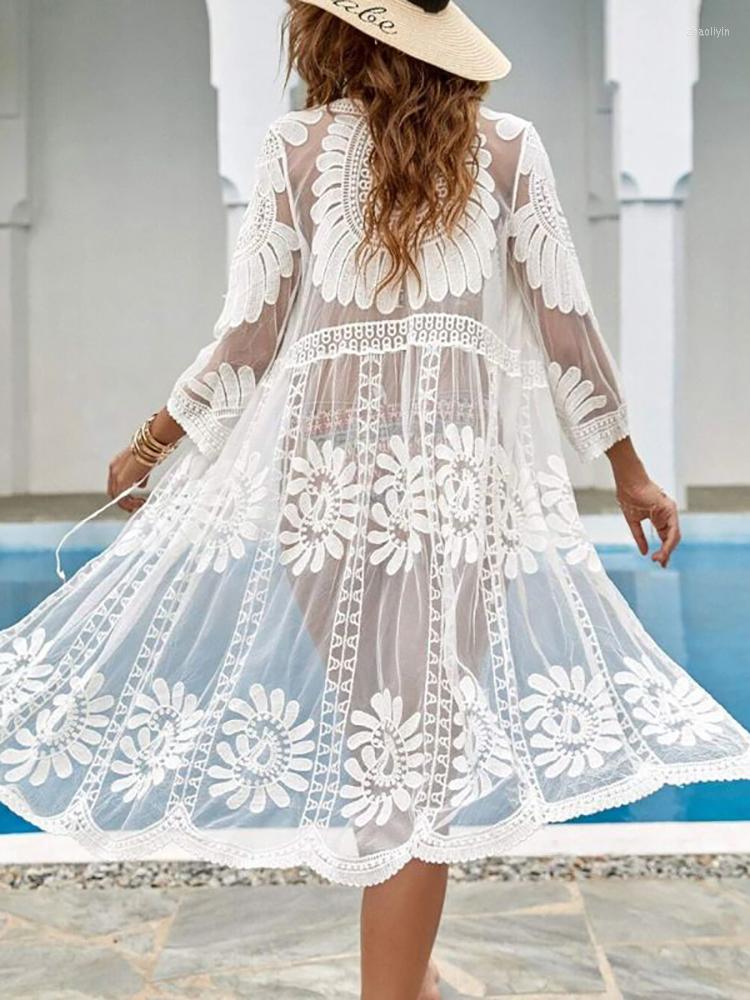 Women's Swimwear Fitshinling Bohemian Lace Cover Ups 2023 Summer Beach Outfits Flower Sexy Beachwear Tunic Sheer Outing In, White
Women's Swimwear Fitshinling Bohemian Lace Cover Ups 2023 Summer Beach Outfits Flower Sexy Beachwear Tunic Sheer Outing In, White