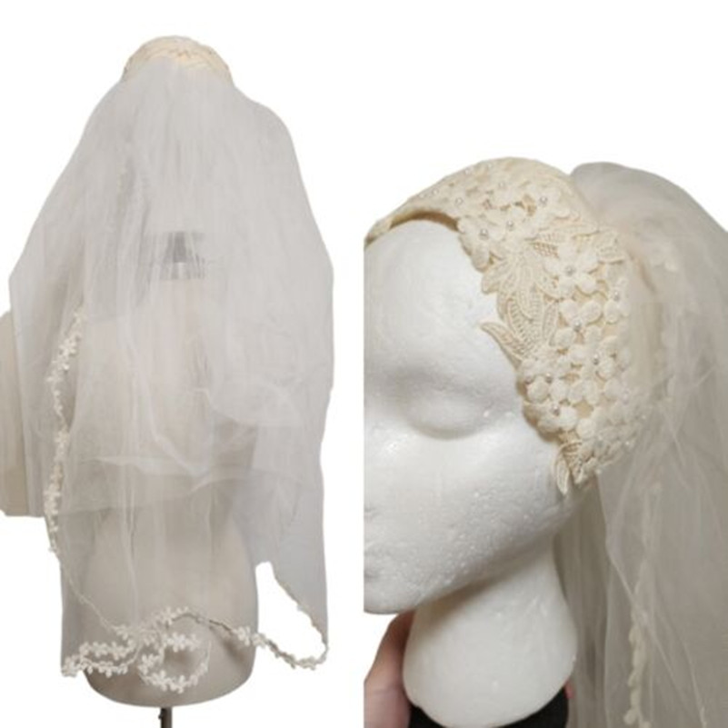Vintage Wedding Veil Headpiece Short White Beaded Floral Edged Trim
Vintage Wedding Veil Headpiece Short White Beaded Floral Edged Trim