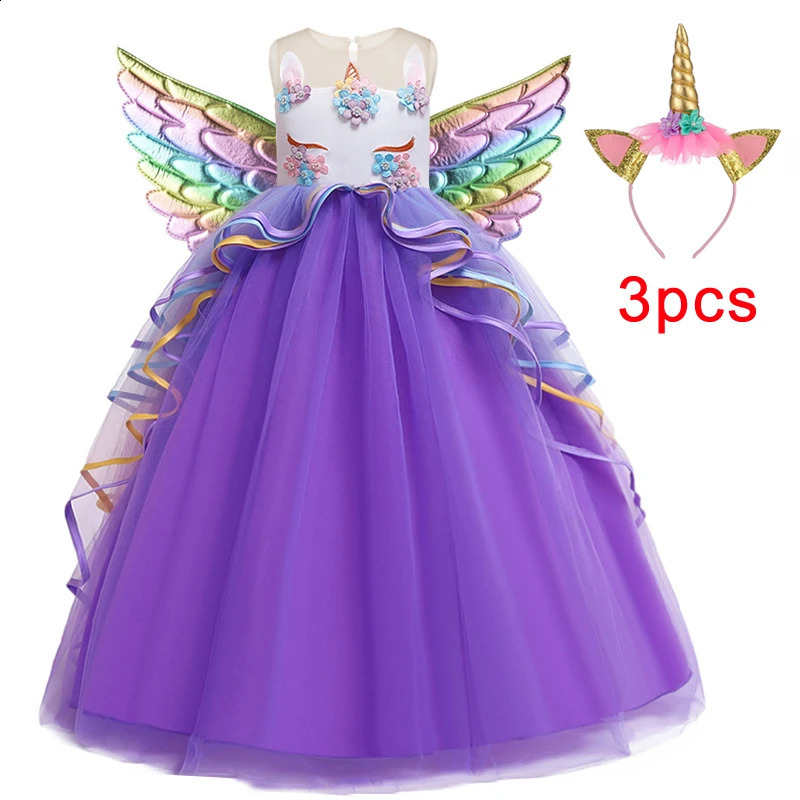Clothing Sets 2023 Rainbow Unicorn Dress For Kids Girls Children Birthday Costume Girl Party Princess Dresses Vestidos Role Dance Performance 231118