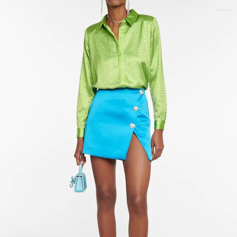 Women' Blouses 23 SS Runway Long Blouse Women Fashion All Match Sleeve Lapel Single Breasted Drilling Shirt Elegant Loose, Fluorescent green
Women' Blouses 23 SS Runway Long Blouse Women Fashion All Match Sleeve Lapel Single Breasted Drilling Shirt Elegant Loose, Fluorescent green