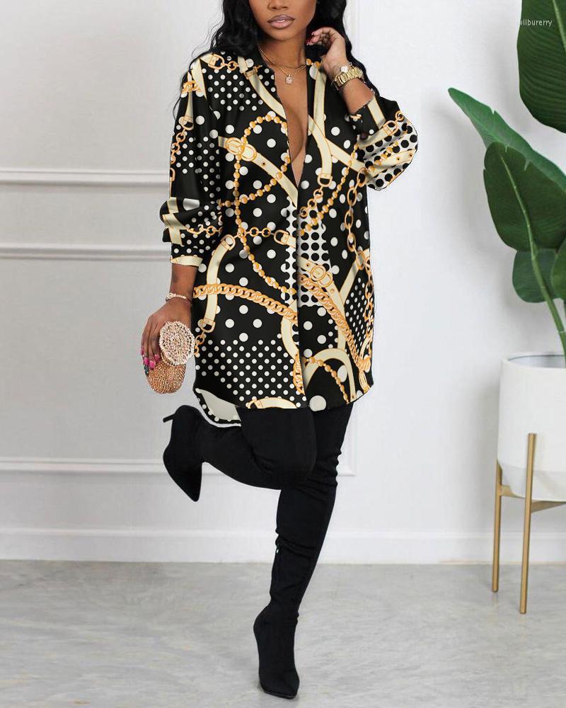Women's Blouses Polka Dot Chain Print Long Sleeve Shirt Dress Women Spring Summer Casual Button Shirts Mini, Black
Women's Blouses Polka Dot Chain Print Long Sleeve Shirt Dress Women Spring Summer Casual Button Shirts Mini, Black