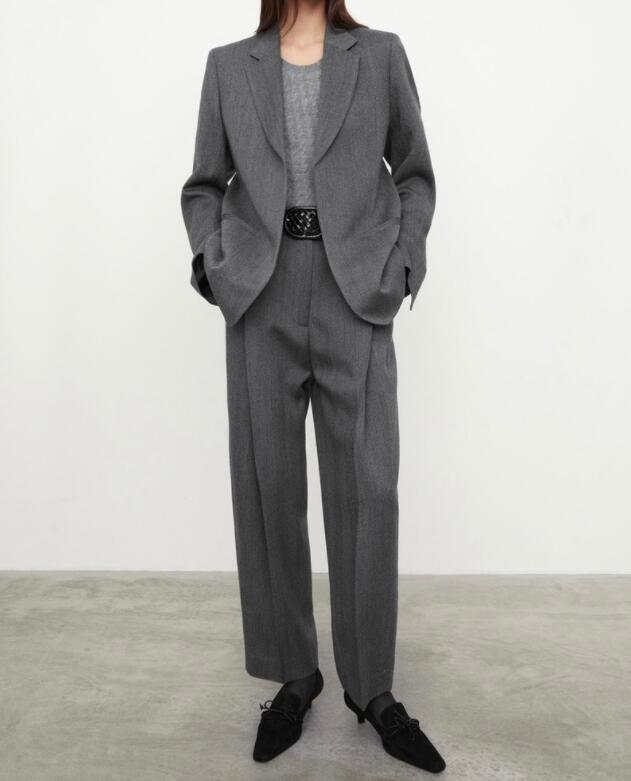 Pants Woman Grey Wool Blend Herringbone Blazer Suit No button Long Sleeve Fashion Tops 2022 Autumn Sprint, Matching pants
Pants Woman Grey Wool Blend Herringbone Blazer Suit No button Long Sleeve Fashion Tops 2022 Autumn Sprint, Matching pants