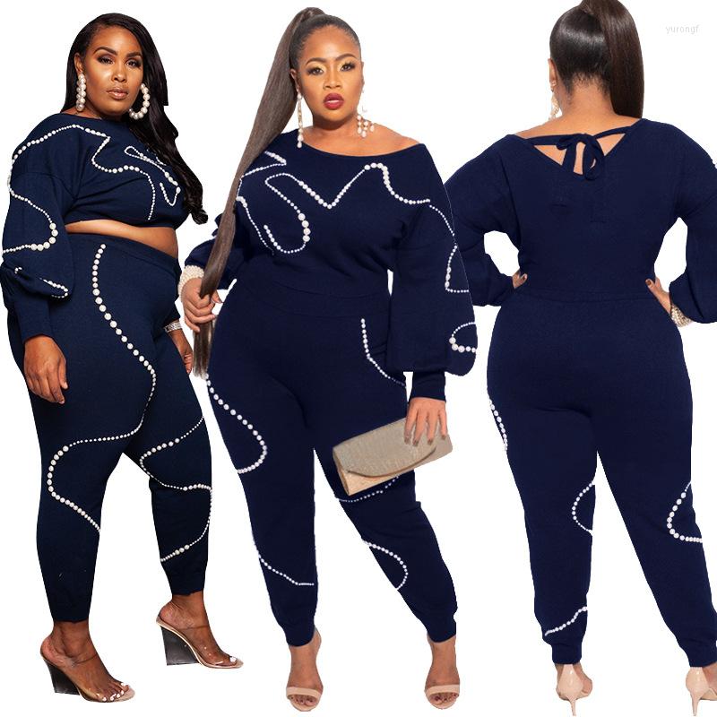 Women's Two Piece Pants Bubble Pearl Loose Knit Fashion Casual Two-piece Matching Suit Plus Size Clothing Women Set Long Sleeve Short Tee, Navy blue
Women's Two Piece Pants Bubble Pearl Loose Knit Fashion Casual Two-piece Matching Suit Plus Size Clothing Women Set Long Sleeve Short Tee, Navy blue