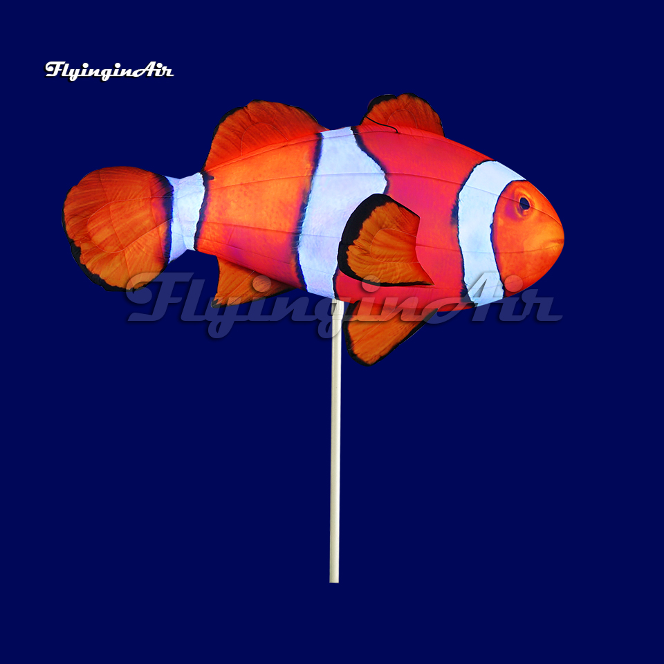 Funny Walking Inflatable Clownfish Puppet Sea Animal Balloon Blow Up Tropical Fish With LED Light For Parade Event