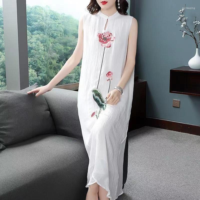 Ethnic Clothing Traditional Chinese Style Summer Chiffon Vintage Cheongsam Tops Embroidery Women Loose Retro Hanfu Sleeveless Skirt
Ethnic Clothing Traditional Chinese Style Summer Chiffon Vintage Cheongsam Tops Embroidery Women Loose Retro Hanfu Sleeveless Skirt